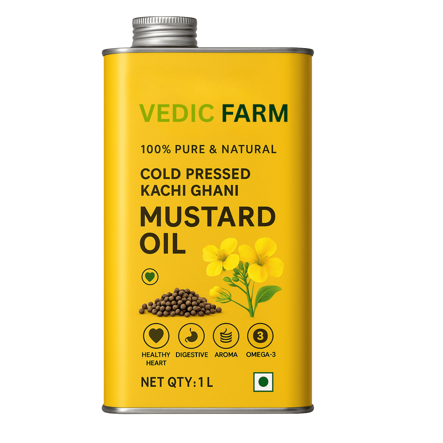 Wood Pressed Mustard Oil - 1L - Tic can